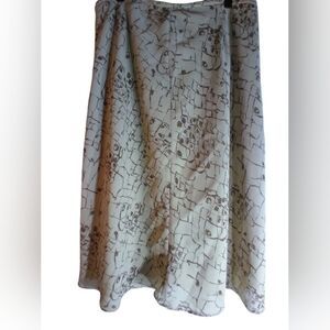 Nine & Co Elegant Cream and Brown Patterned Skirtsize 12 Flowy Beachy Cottage